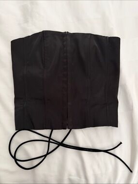 Edikted Black Strapless Corset Top with Lace-Up Back